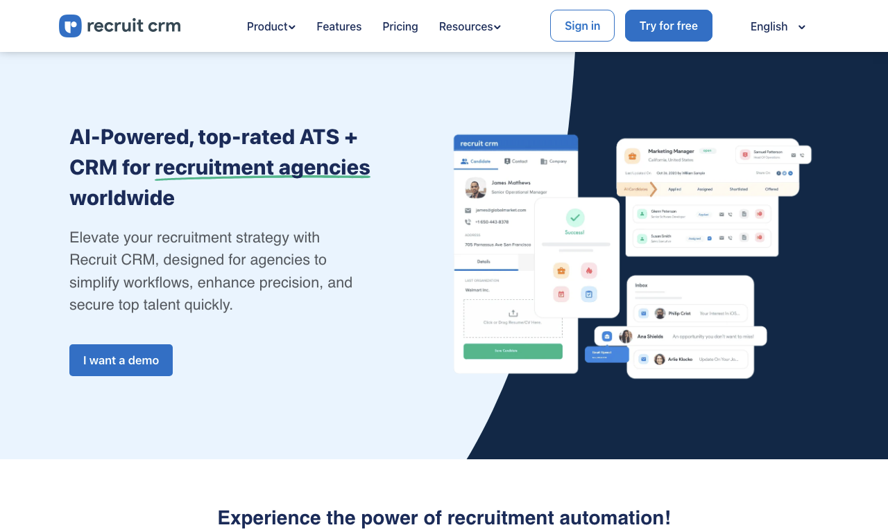 RecruitCRM — интерфейс