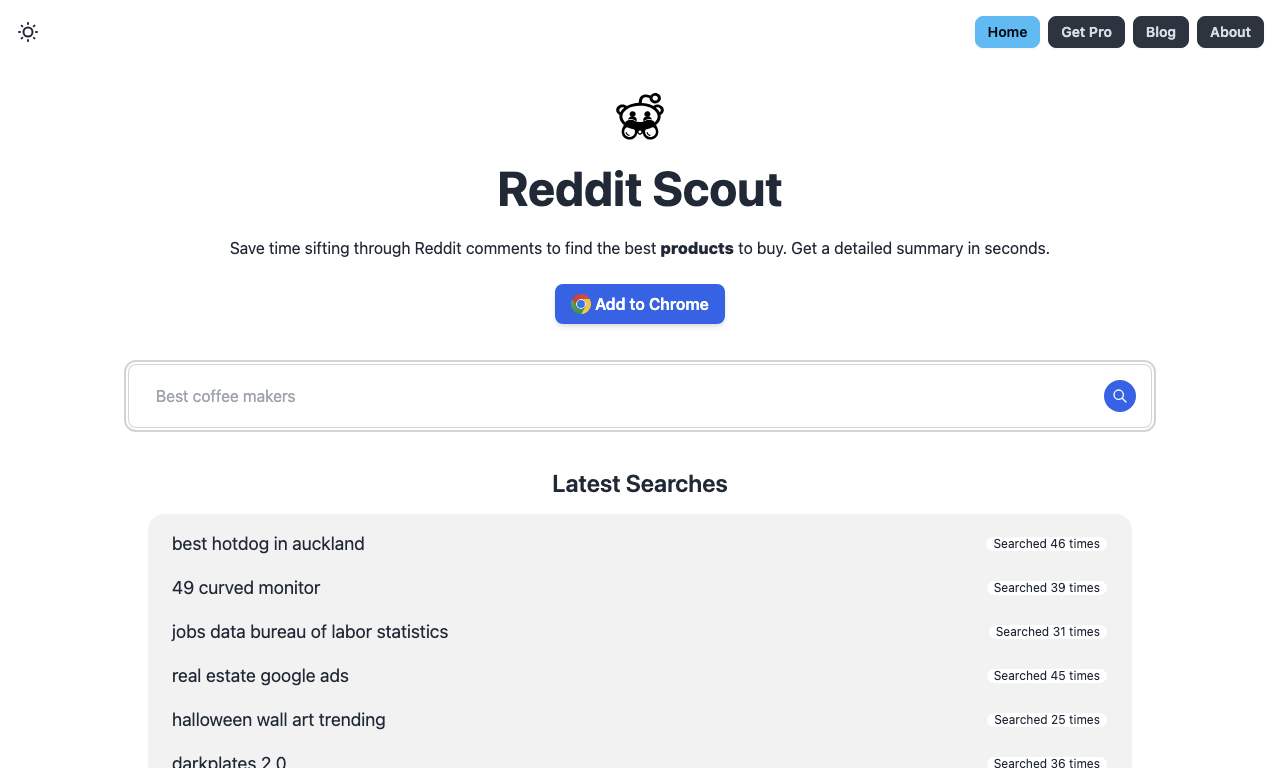 Reddit Scout — интерфейс