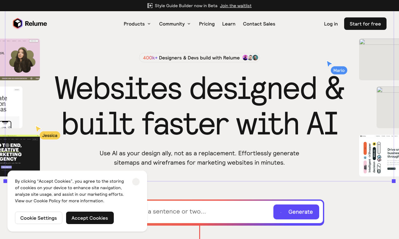 Relume — интерфейс