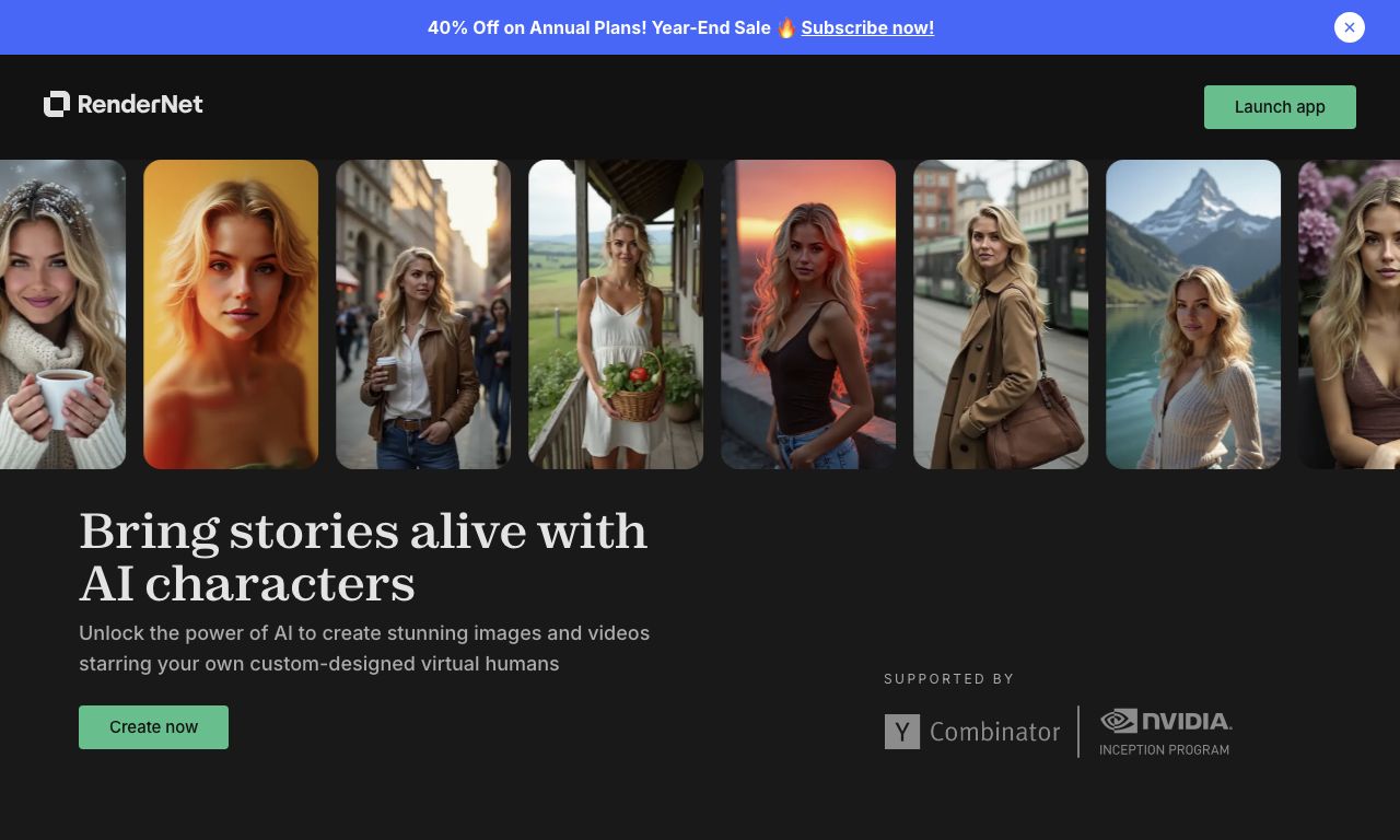 RenderNet AI — интерфейс