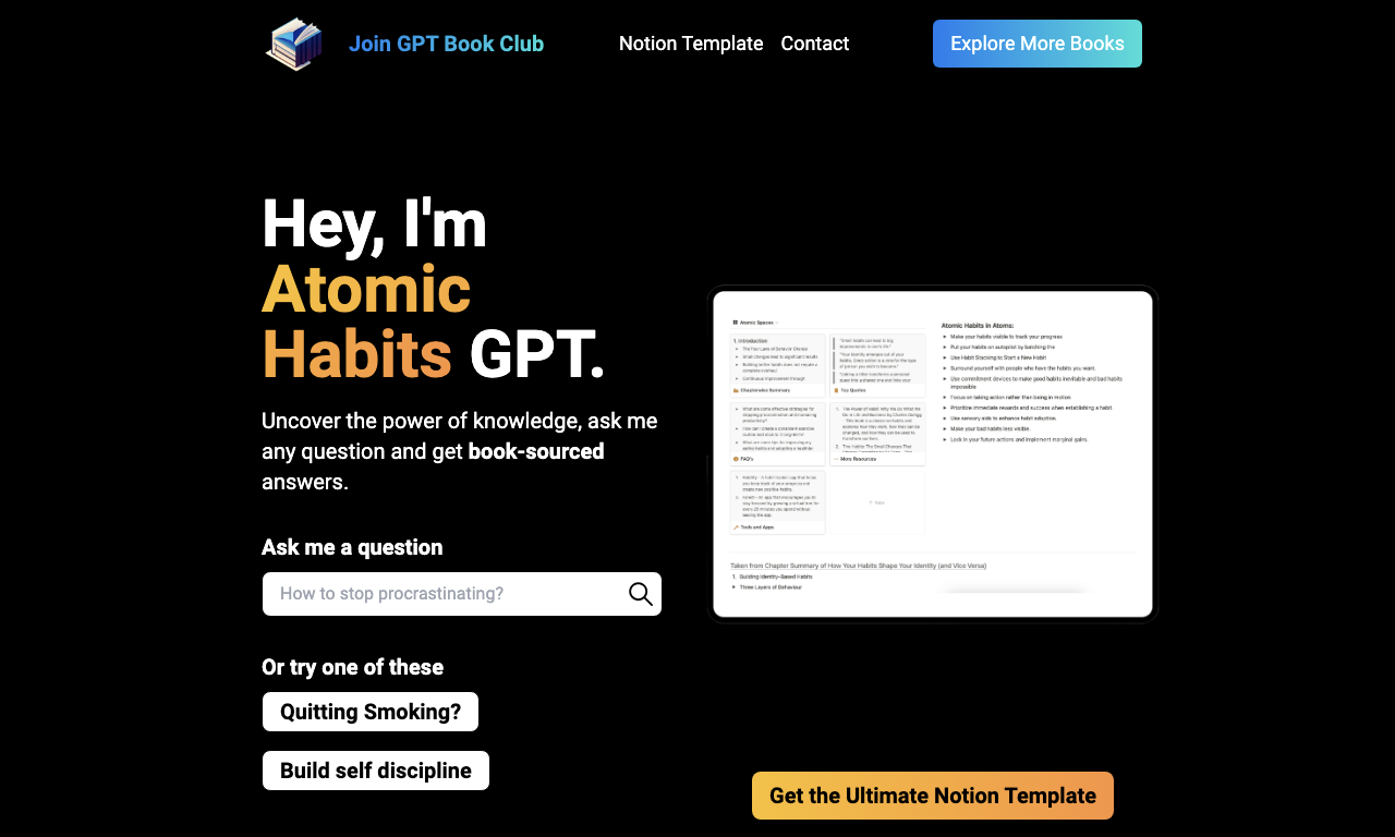 Atomic Habits GPT — интерфейс