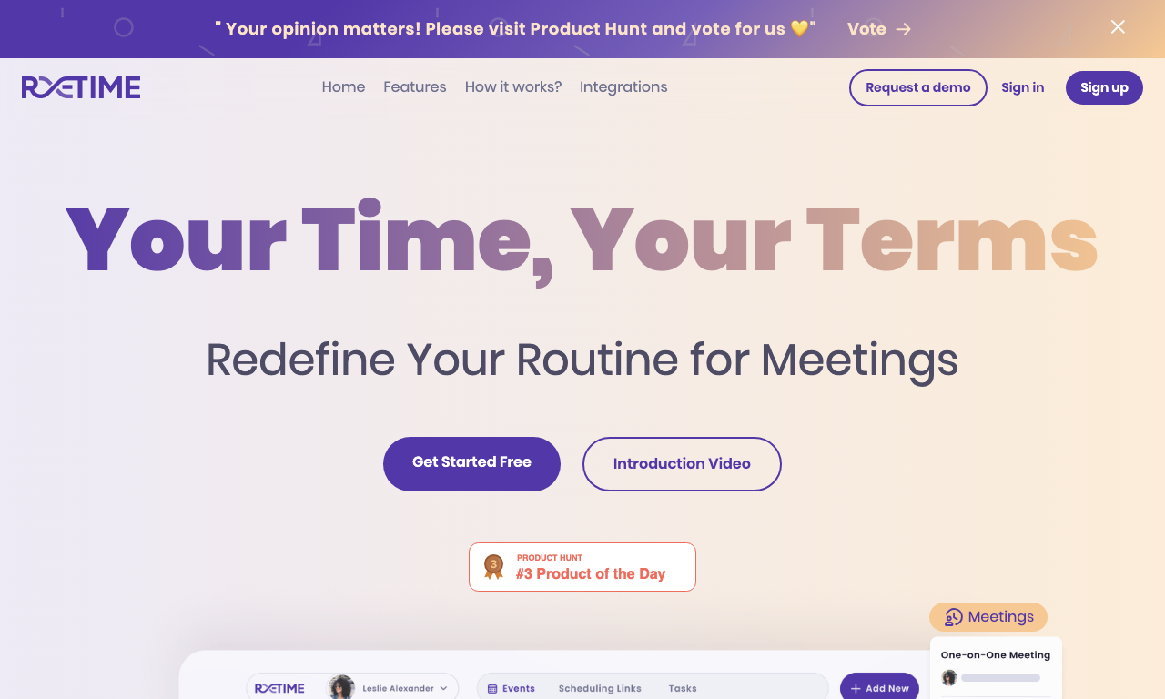 Retime — интерфейс