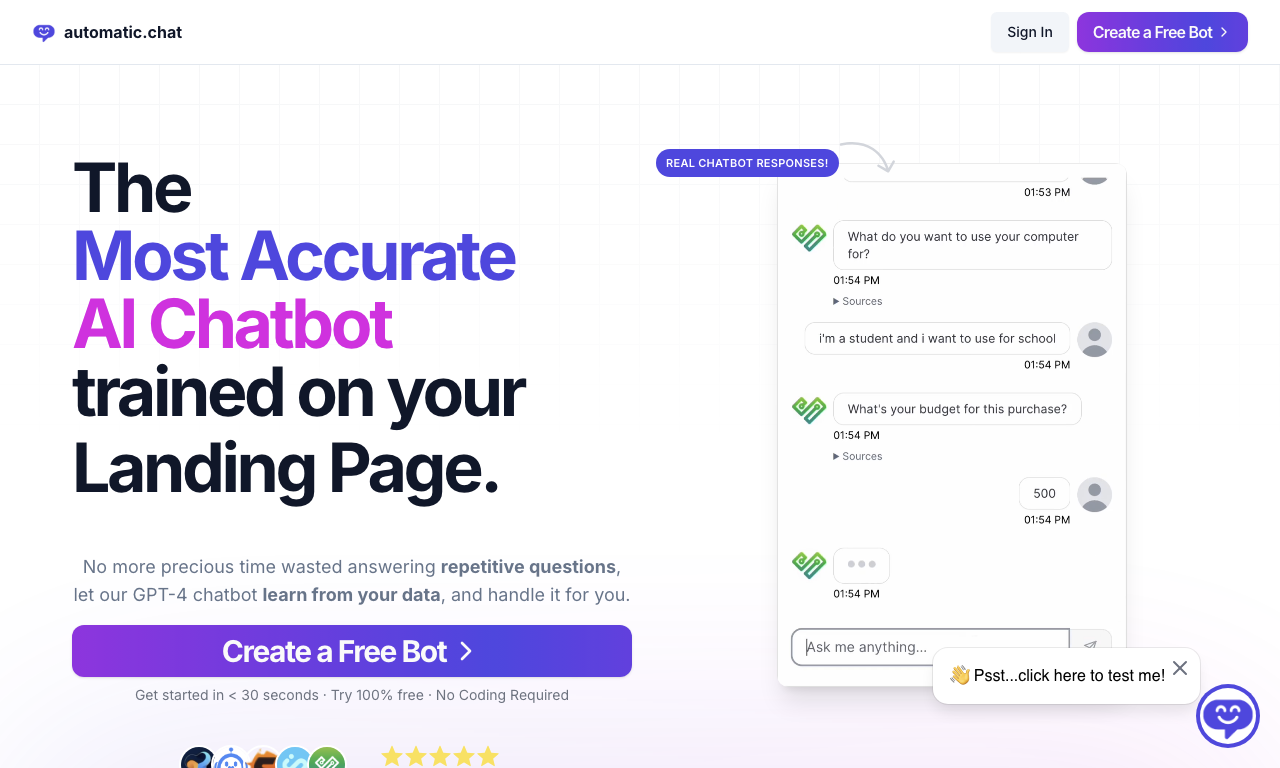 Automatic Chat — интерфейс