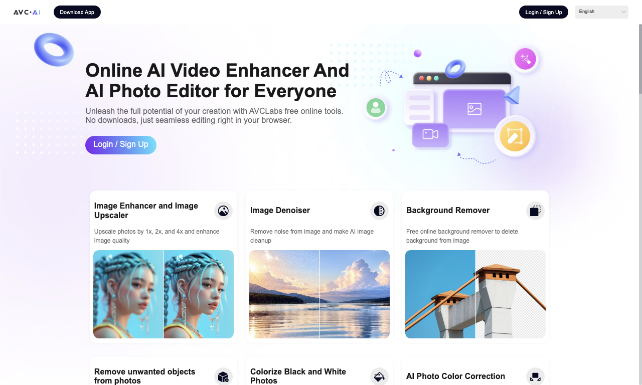 AVCLabs Photo Enhancer AI Online — превью
