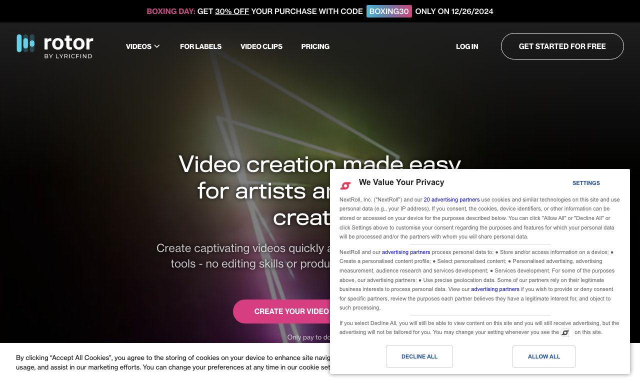 Rotor Videos — интерфейс