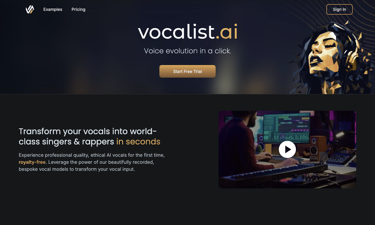 Vocalist AI — интерфейс