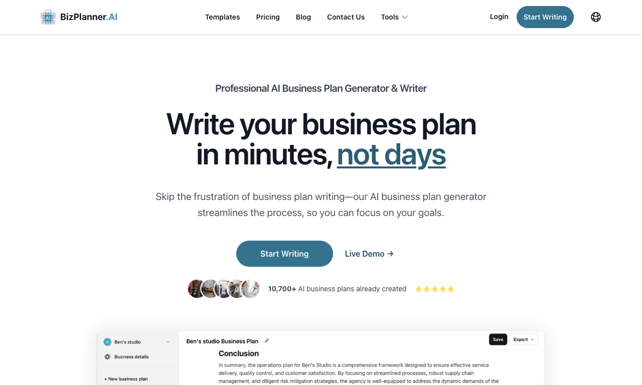 BizPlannerAI — превью