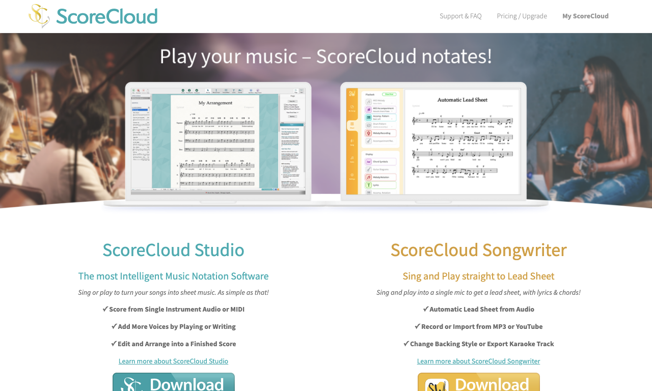 ScoreCloud — интерфейс