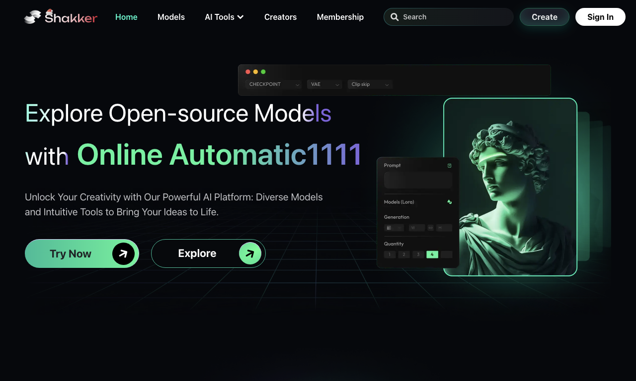 Shakker AI — интерфейс