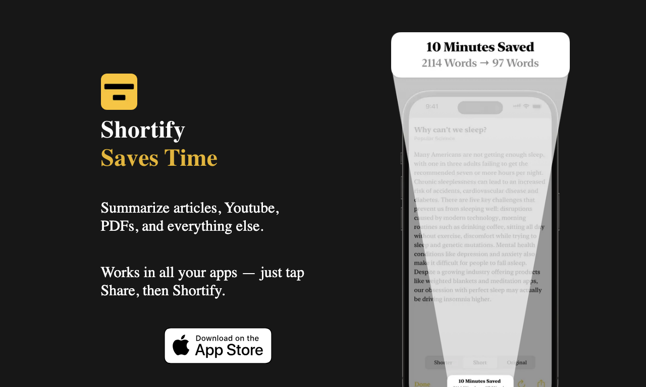 Shortify — интерфейс