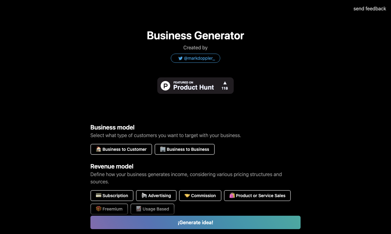 AI Business Idea Generator — превью