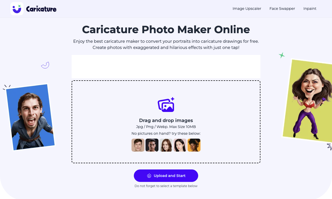 Caricaturer.io — интерфейс