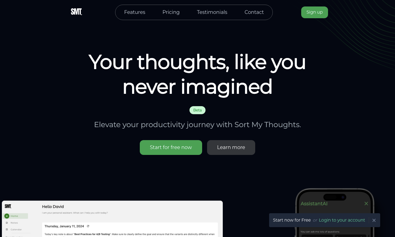 SortMyThoughts — интерфейс