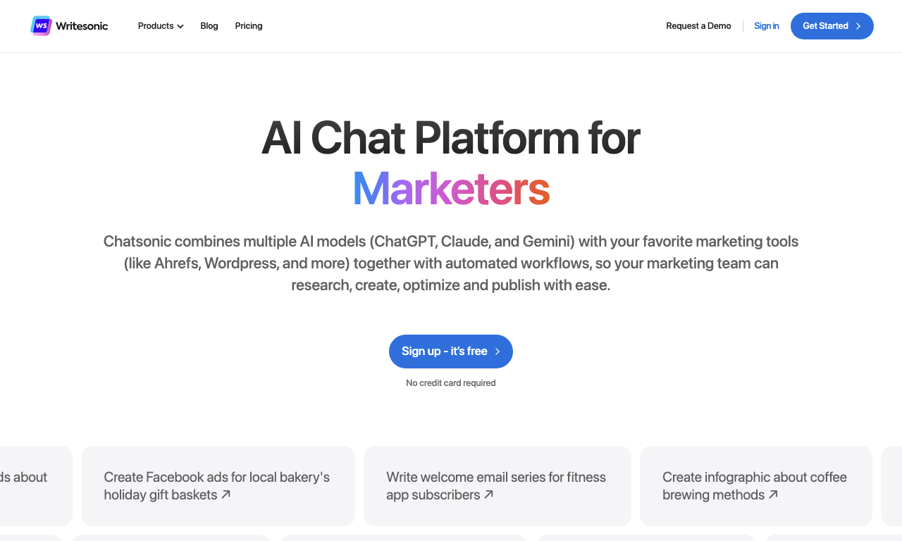ChatSonic — интерфейс