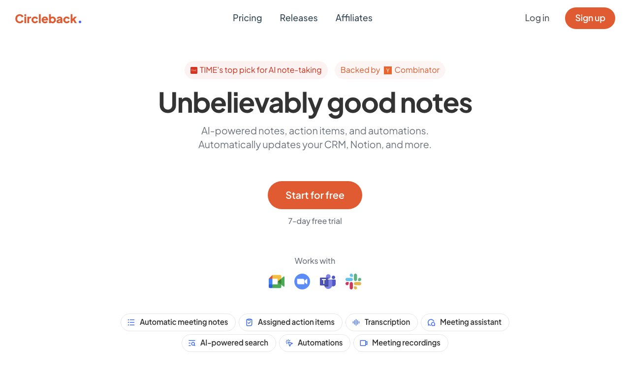 Circleback — интерфейс