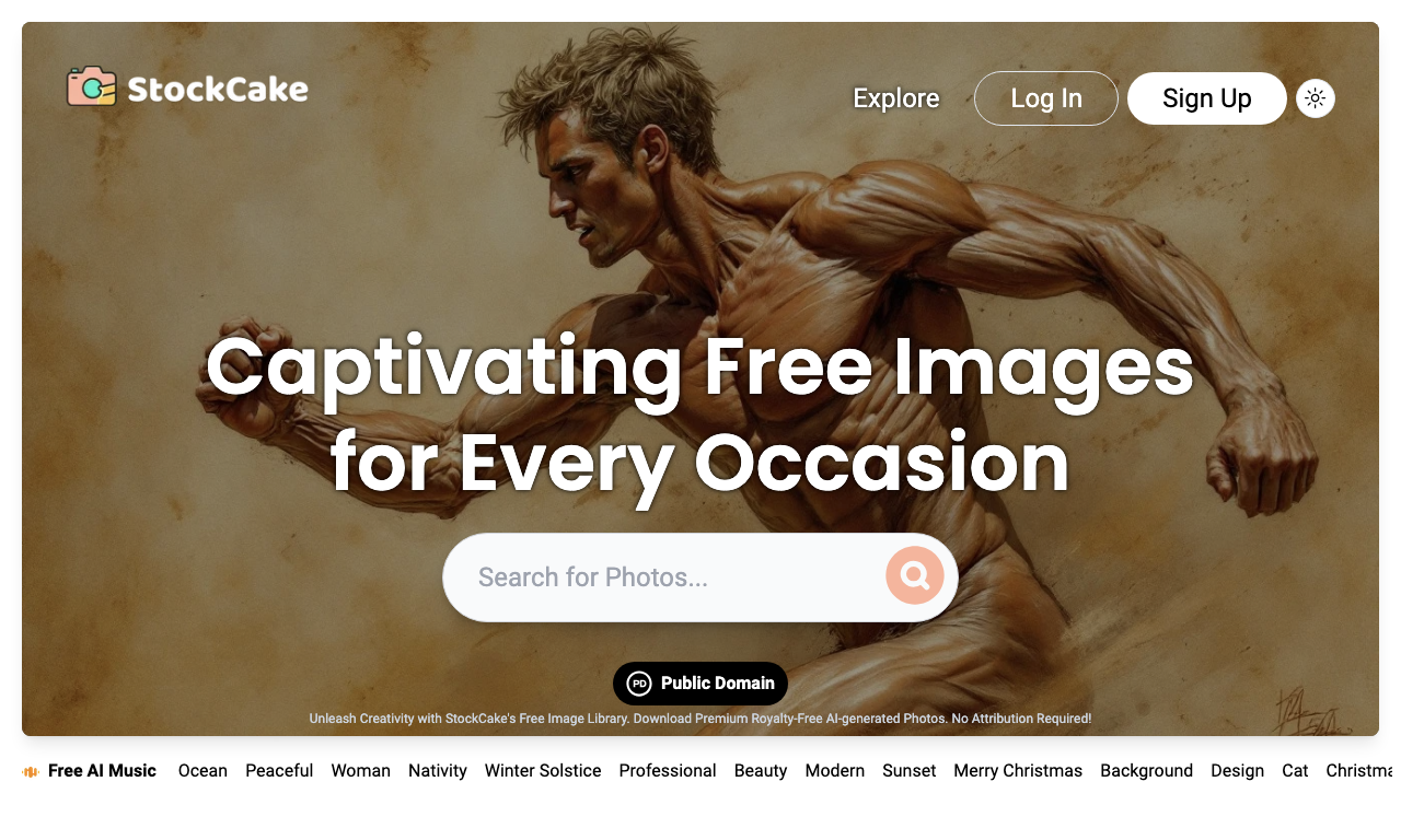 StockCake — интерфейс