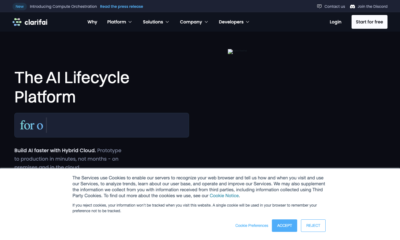 Clarifai — интерфейс