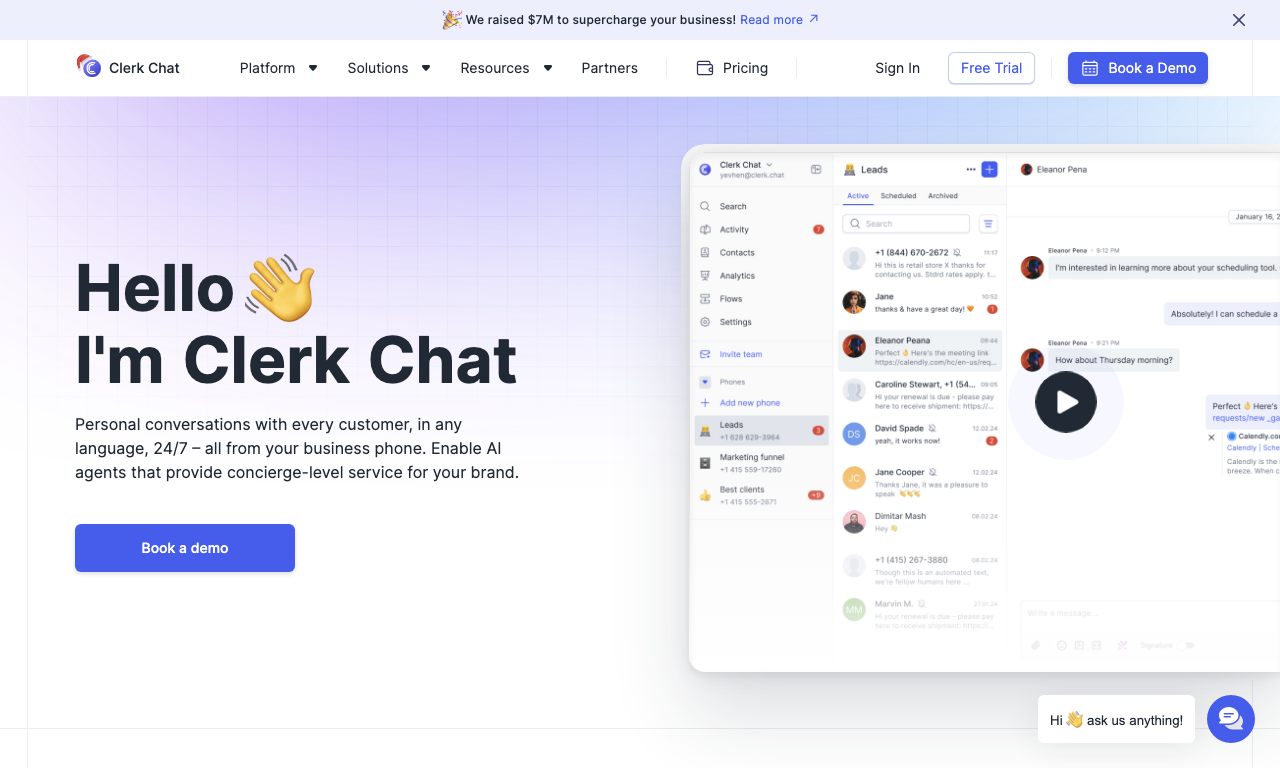 Clerk.chat — интерфейс