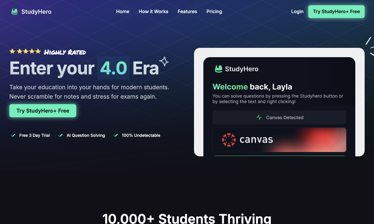 Study Hero — интерфейс