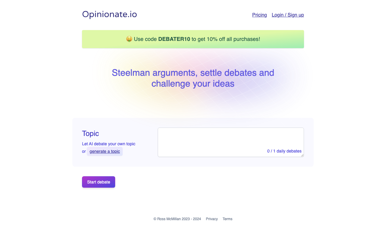 Opinionate — интерфейс