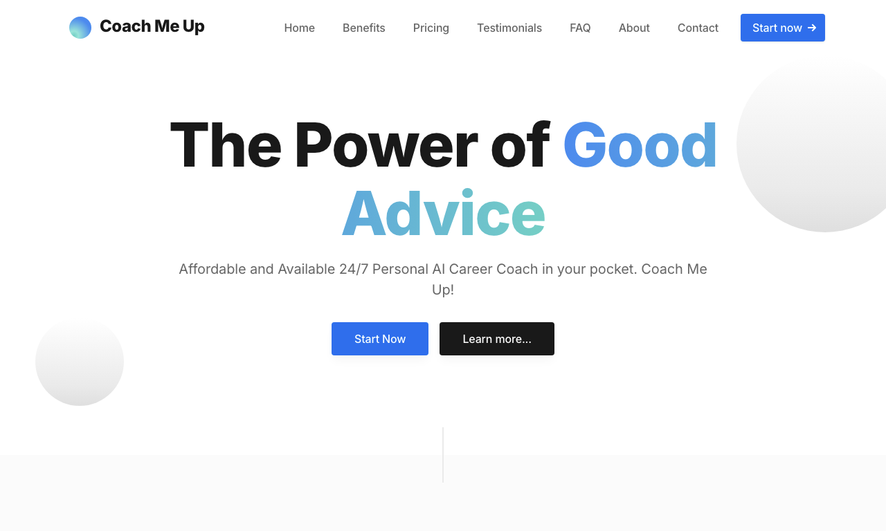 Coach Me Up! — интерфейс