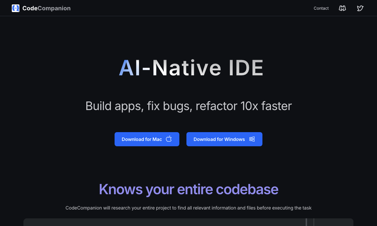 CodeCompanion — интерфейс
