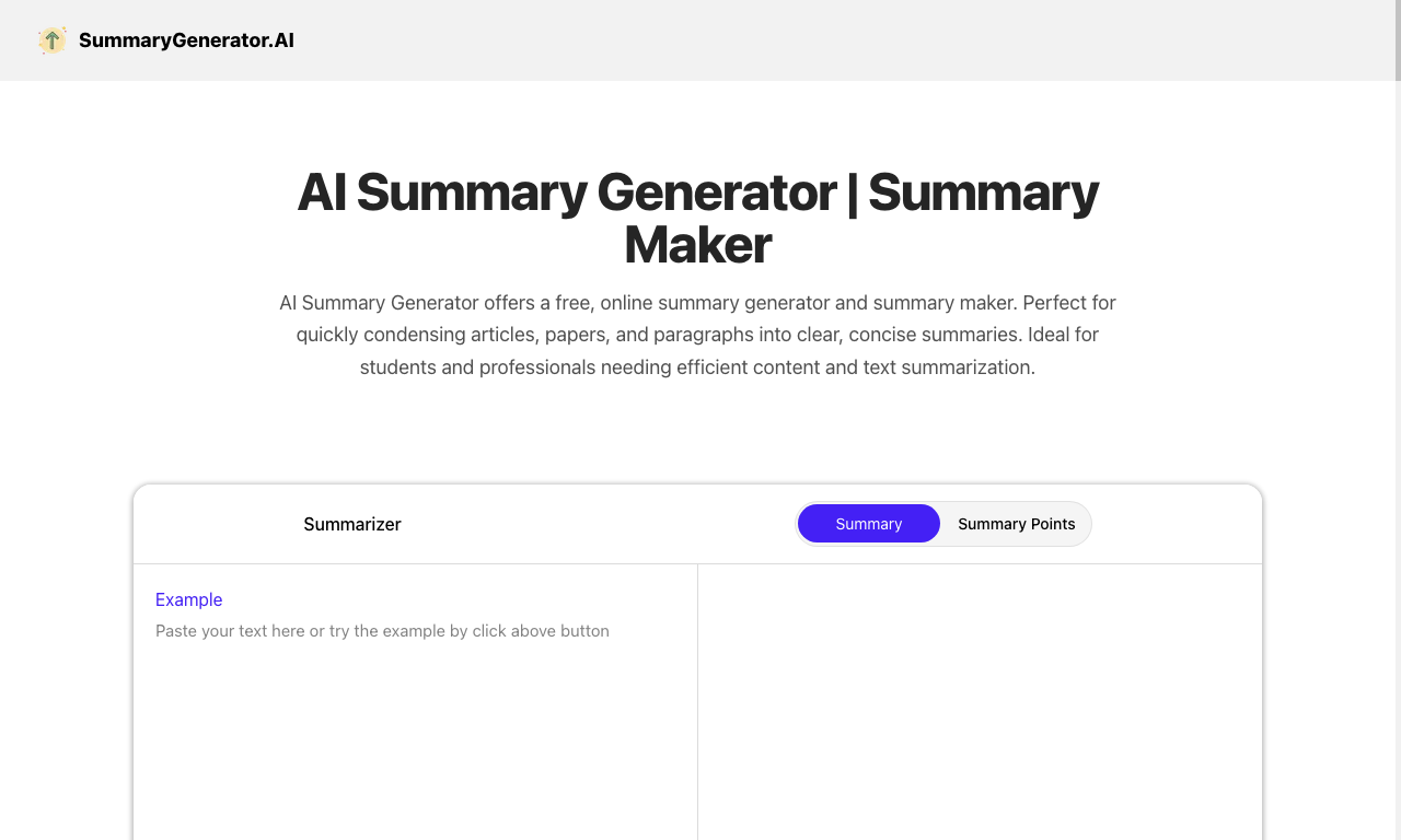 summarygenerator AI — интерфейс