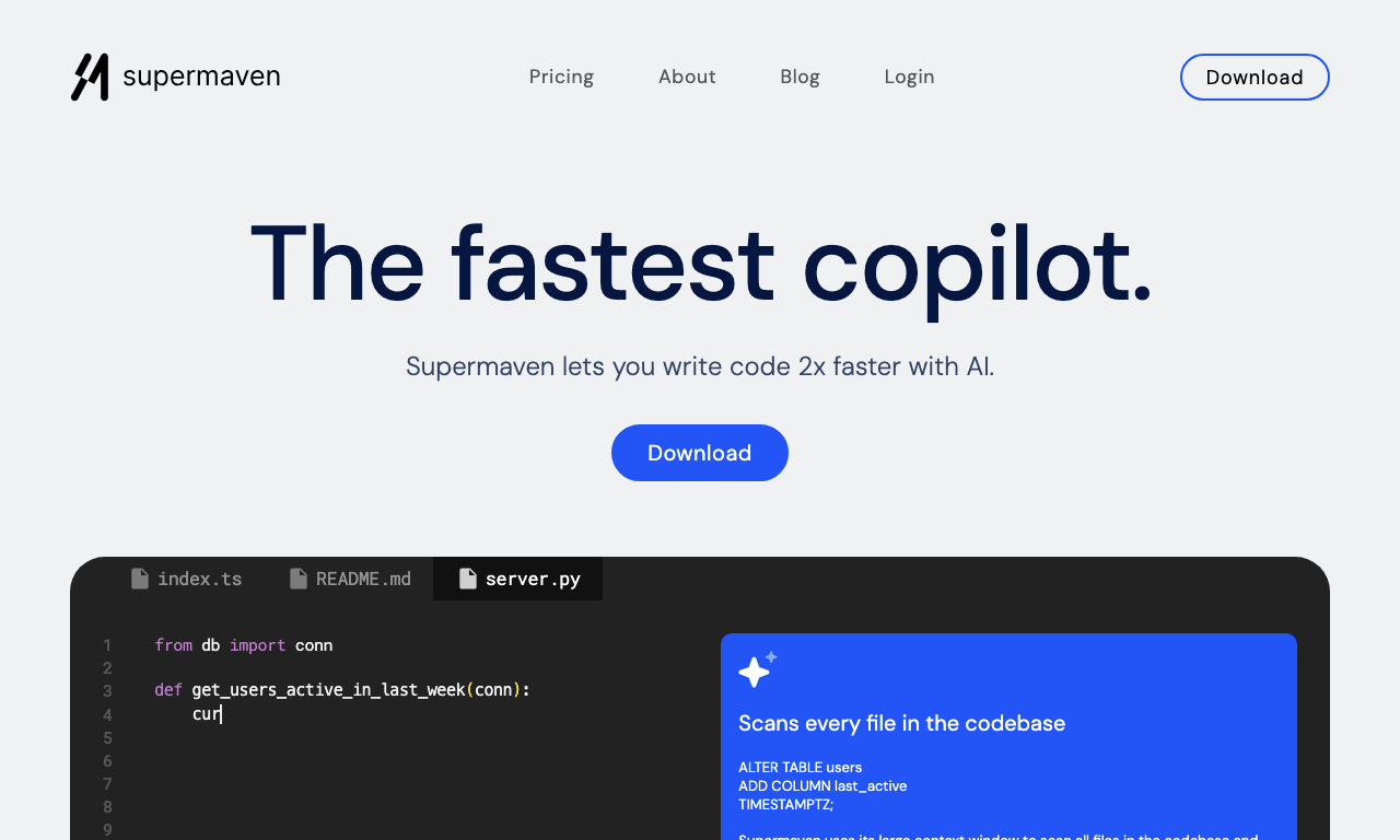 Supermaven — интерфейс