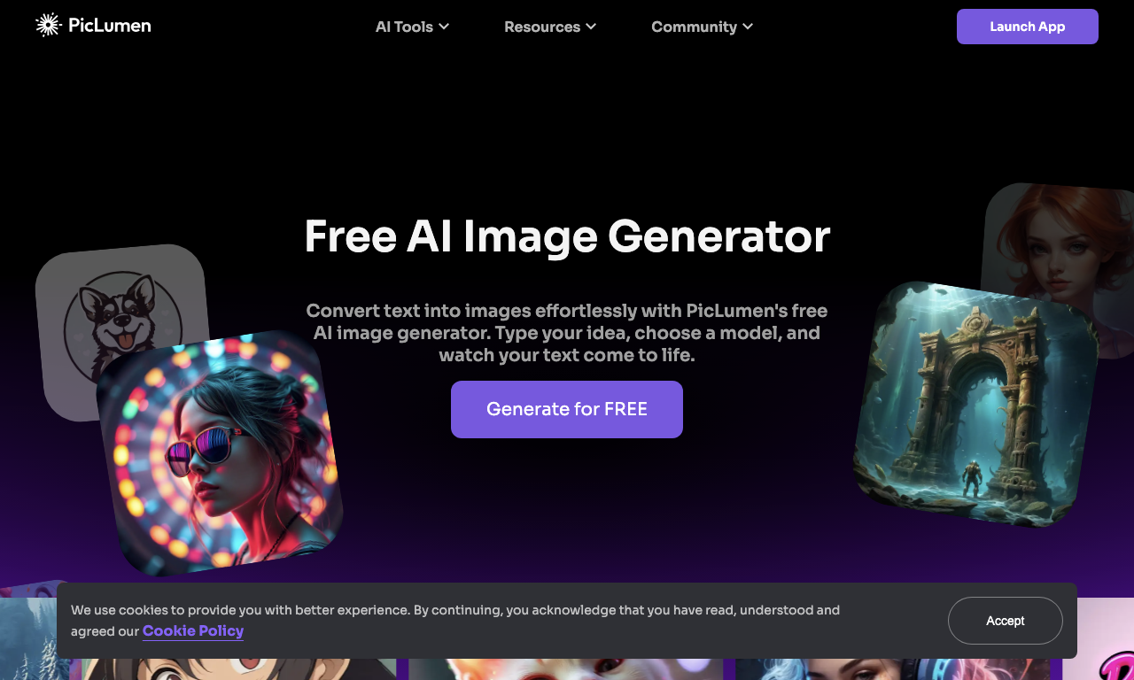 PicLumen Image Generator — интерфейс