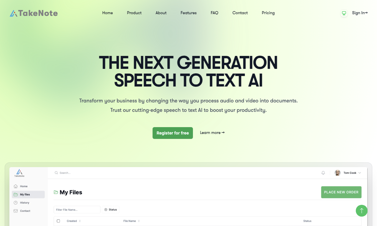 TakeNote — интерфейс