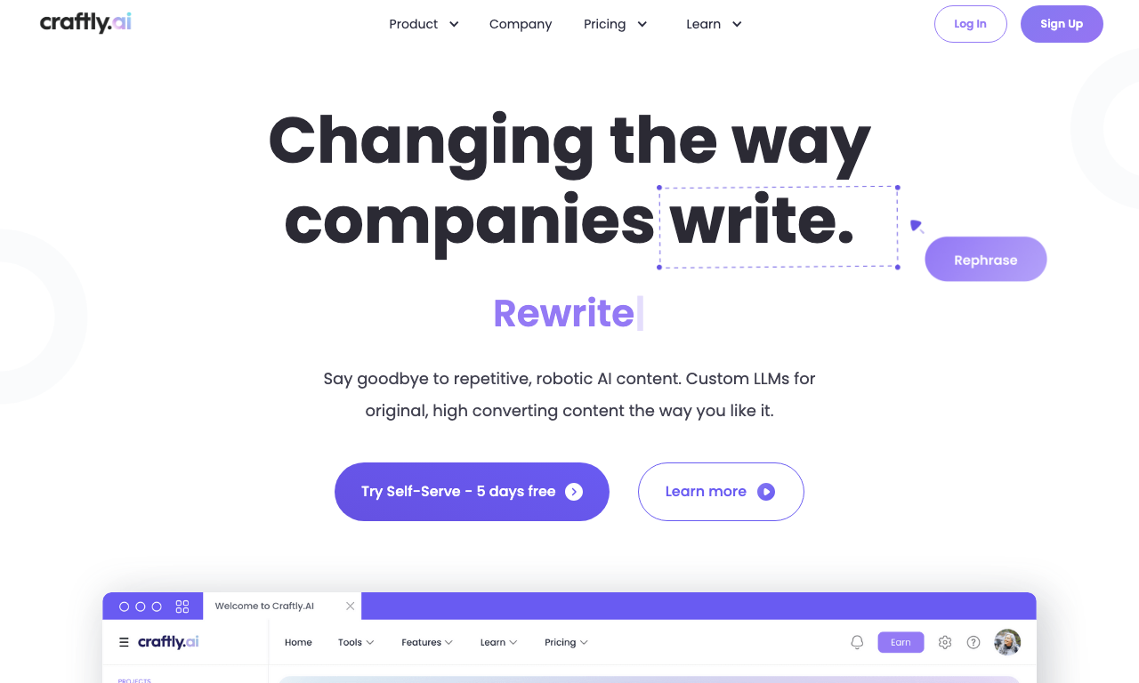 Craftly AI — интерфейс