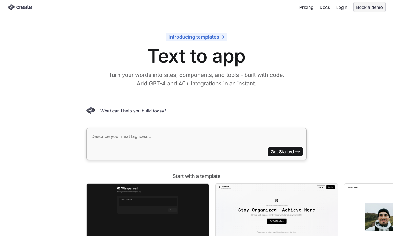 Create AI — интерфейс