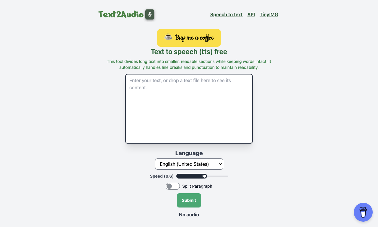 Text2Audio — интерфейс