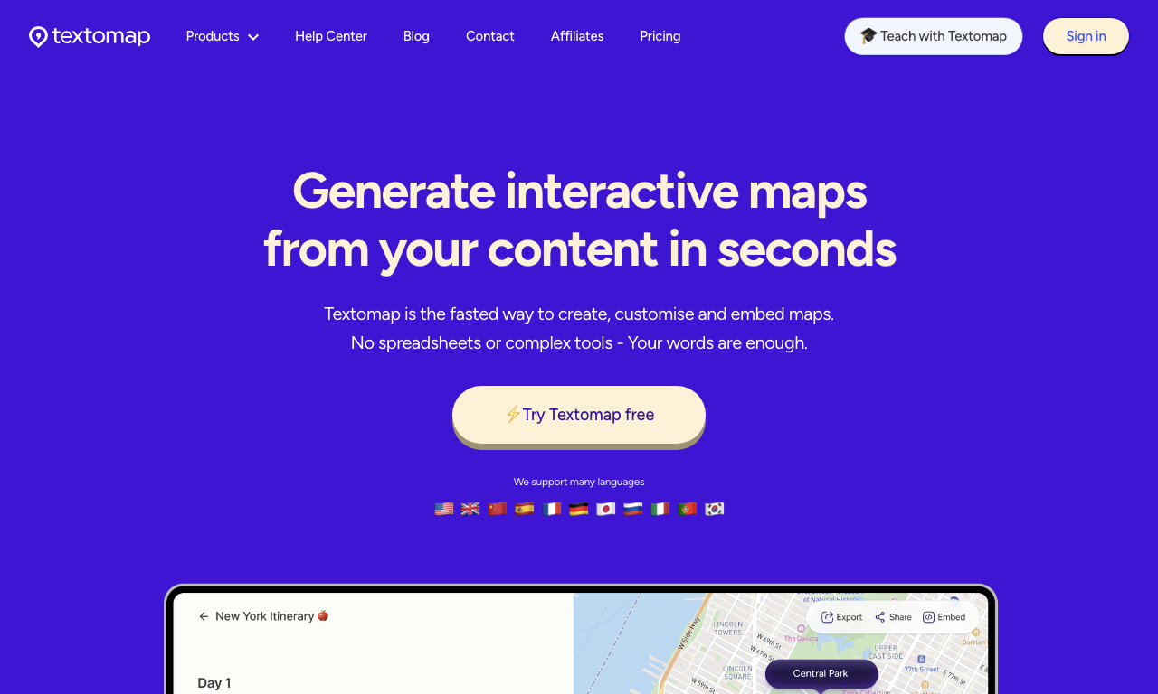 Textomap — интерфейс