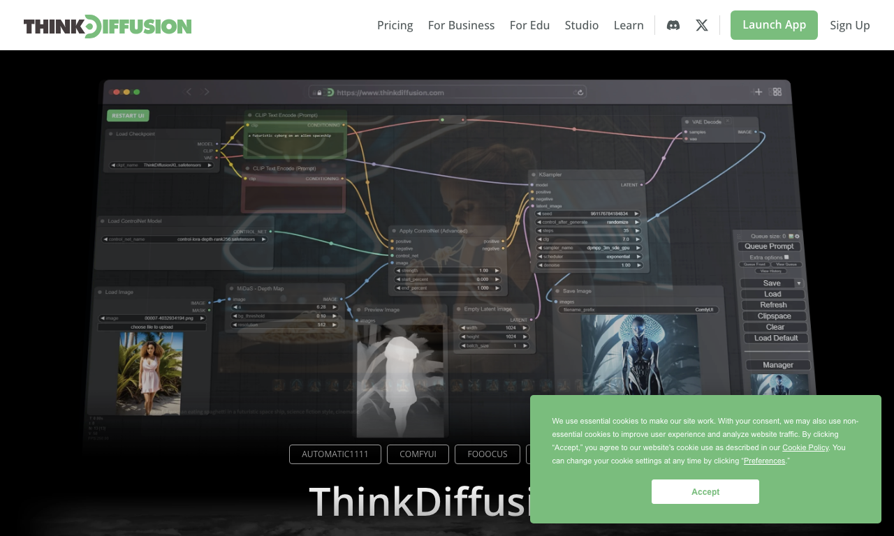 ThinkDiffusion — интерфейс