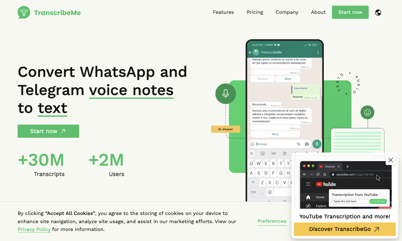 TranscribeMe — интерфейс