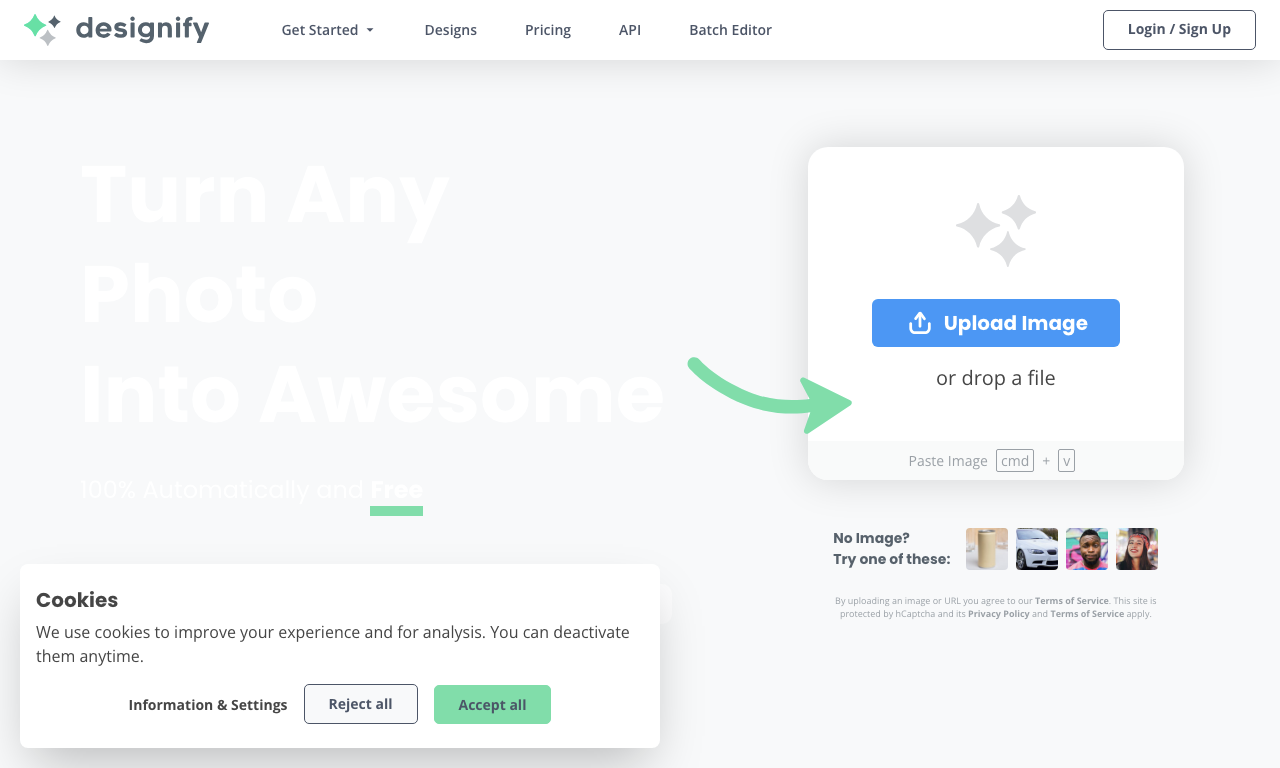 Designify — интерфейс