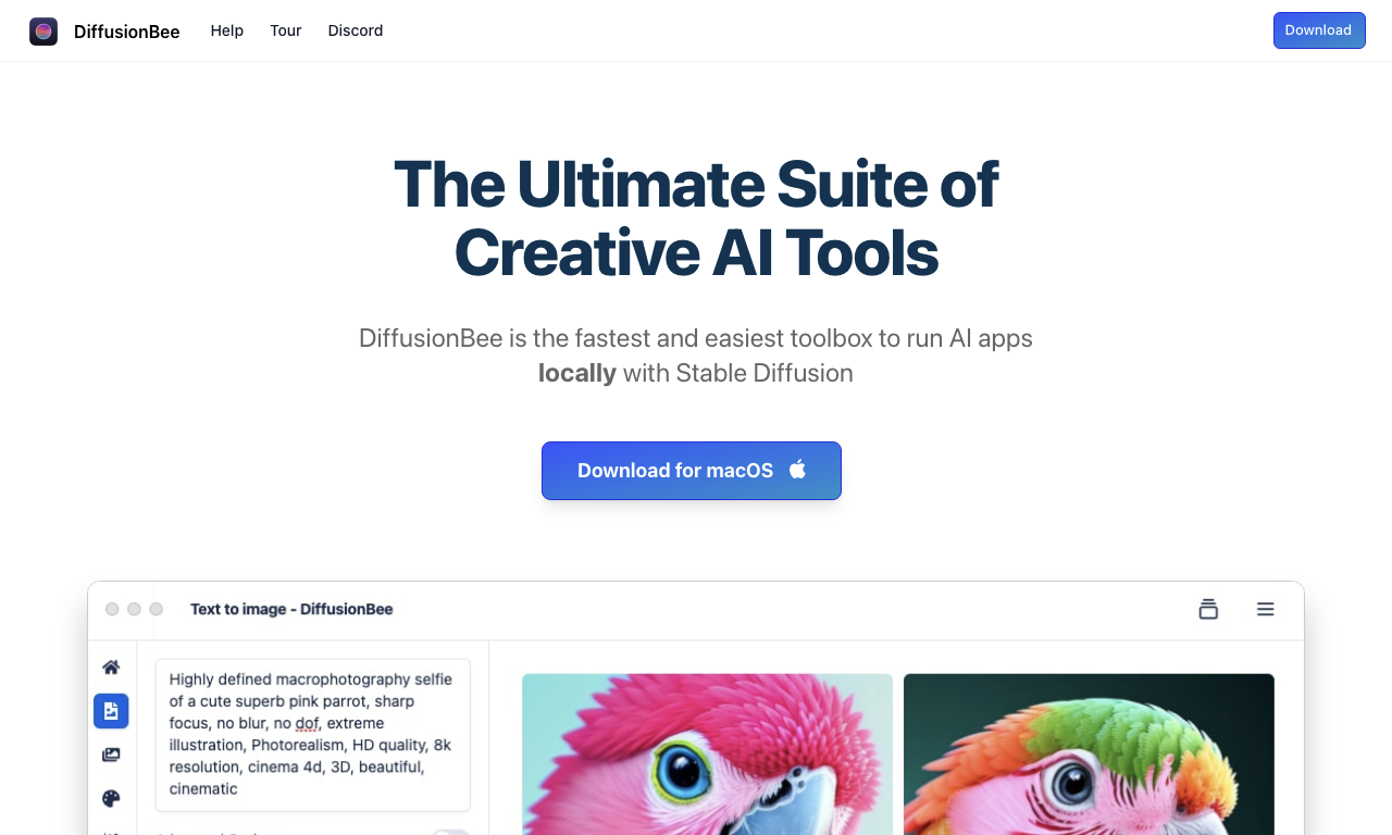 DiffusionBee — интерфейс