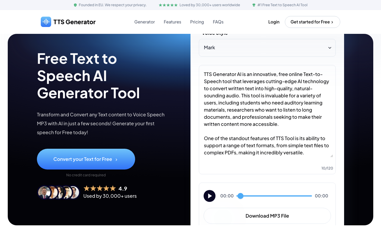 TTS-Generator.com — интерфейс