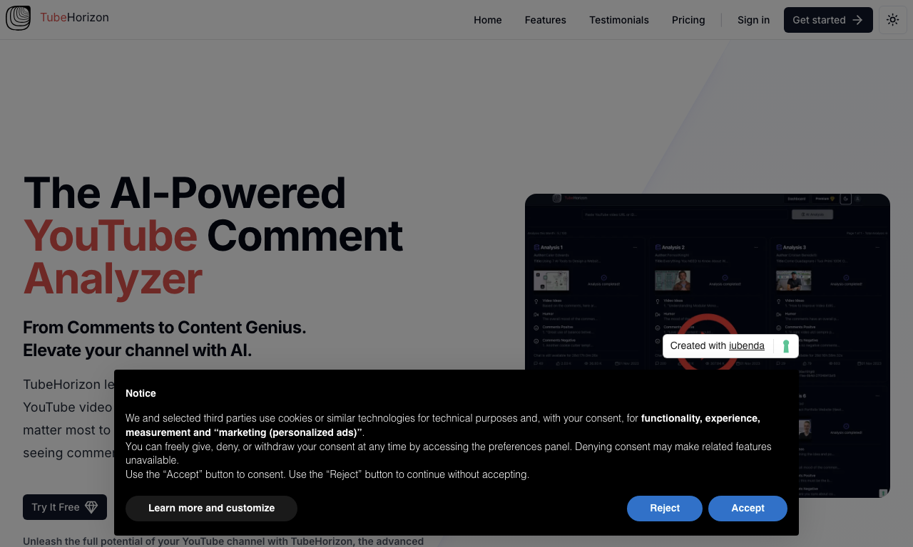 TubeHorizon — интерфейс