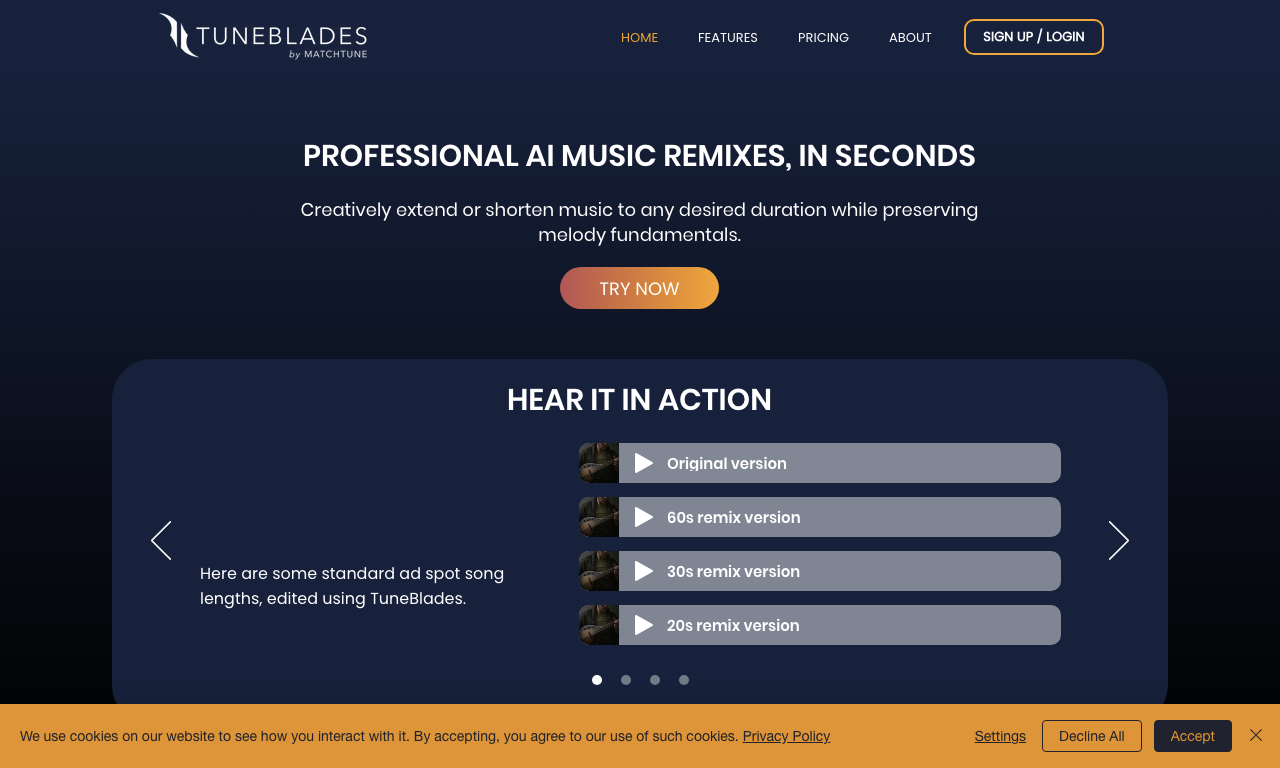 TuneBlades — интерфейс