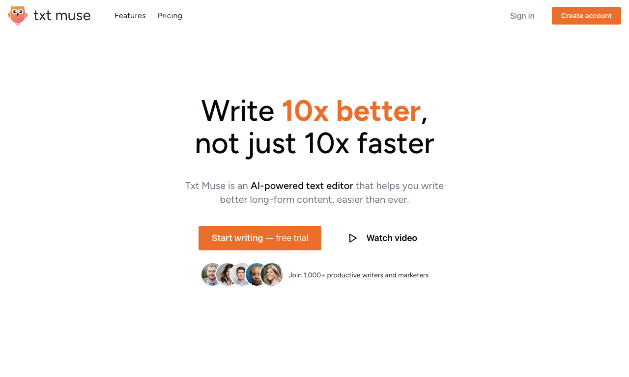 Txt Muse — интерфейс