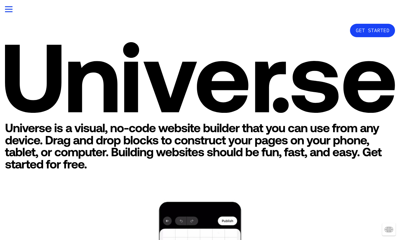 Universe — интерфейс