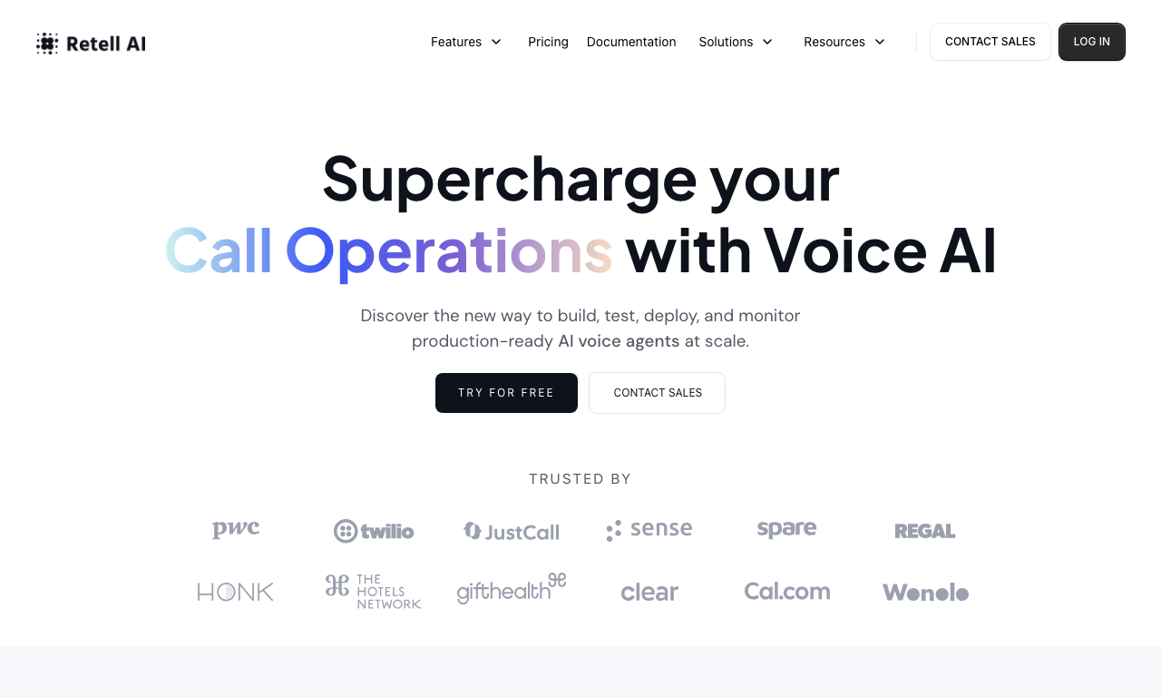 Retell AI — интерфейс