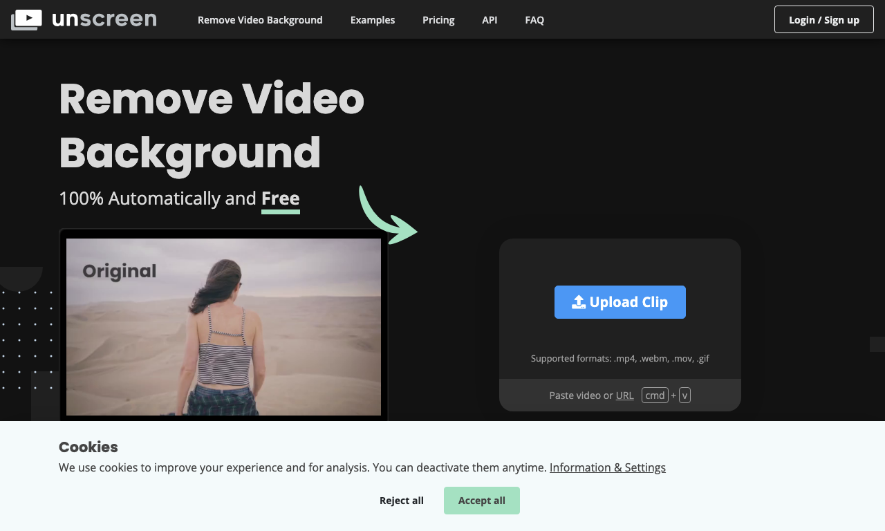 Unscreen.com — интерфейс