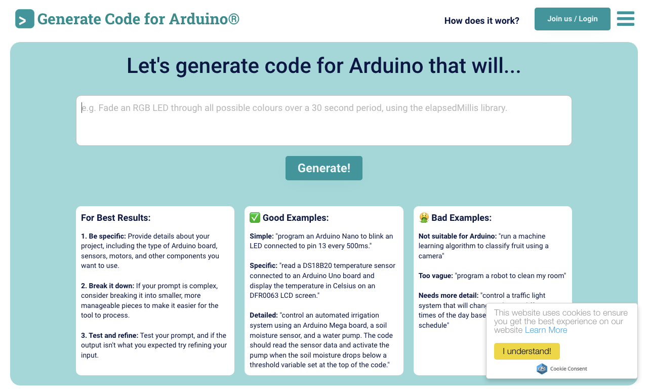 Duino Code Generator — интерфейс
