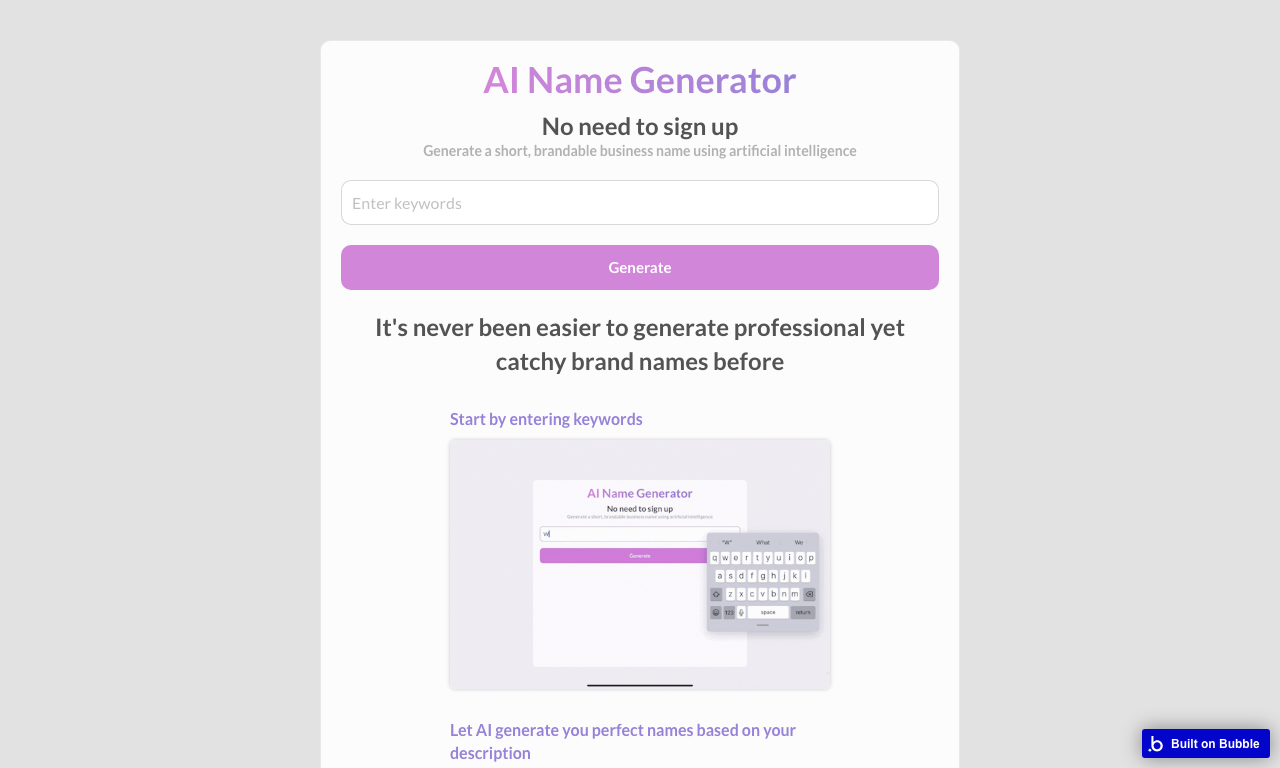 AI Name Generator — превью