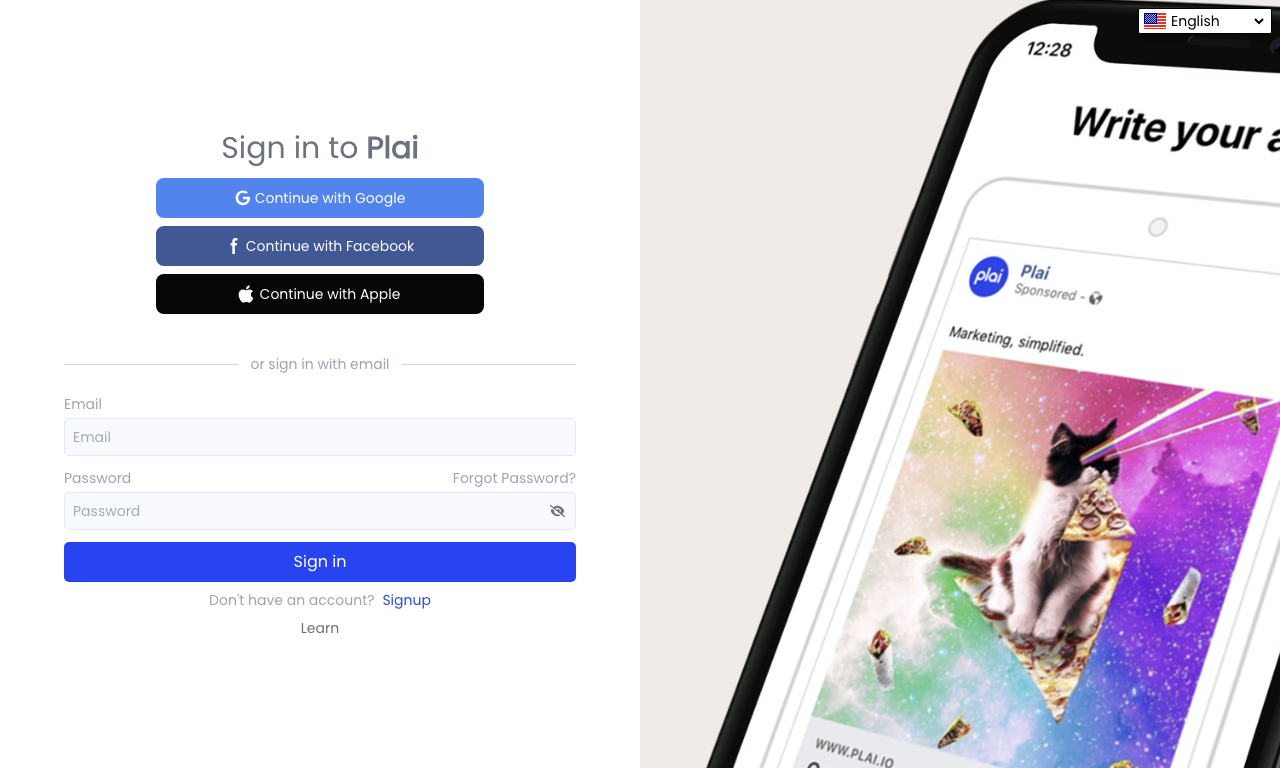 Plai io — интерфейс