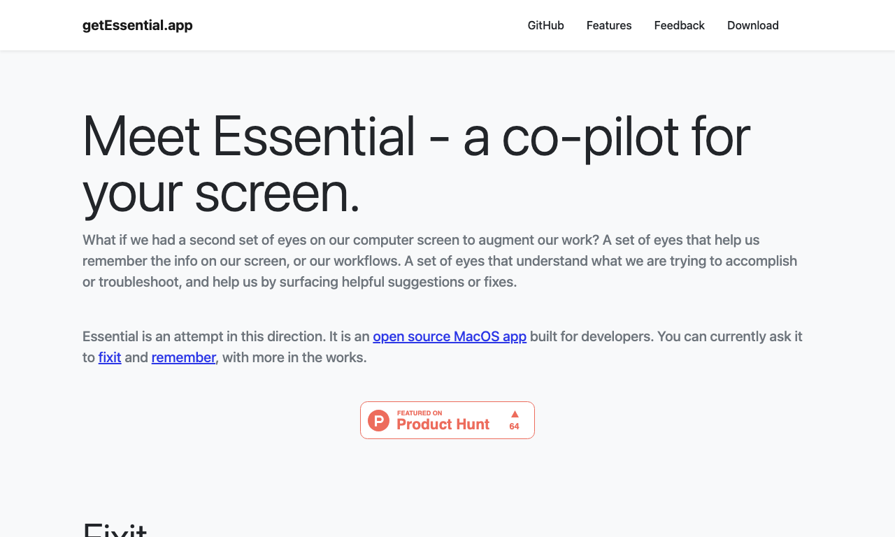 Essential — интерфейс