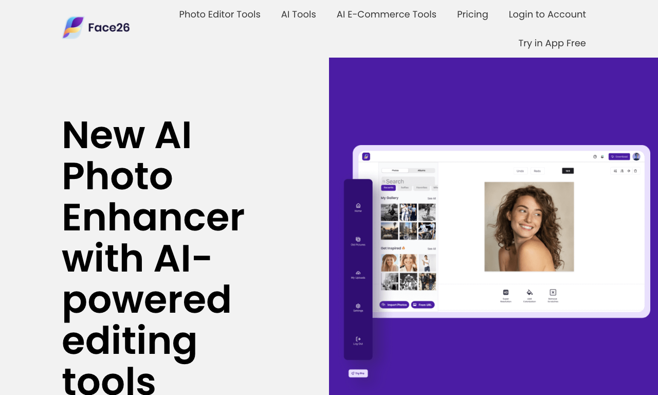 Face26.com — интерфейс